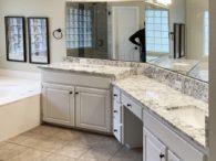 Gorgeous White Ice Granite Multi-Level Master Bath Vanity Tops